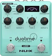 NUX Duotime Stereo Delay Pedal with Independent Time,Analog Delay,Tape Echo,Digital Delay,Modulation Delay and Verb Delay