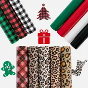 Christmas Patterned Buffalo Plaid & Leopard Heat Transfer Vinyl Bundle -13 Sheets