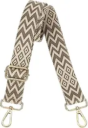 [uxcell] Purse Straps Replacement Crossbody, 1.5 Inch Wide Shoulder Bag Strap Adjustable Canvas Straps for Handbag Wallet Clutch Bags with Light Gold Buckle, Khaki Geometrical