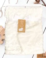 Plush White Baby Shower Gift -Rose Twirl -Glimmer Blanket 30x40 Soft New