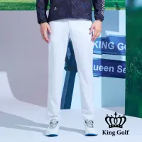 在飛比找momo購物網優惠-【KING GOLF】男款側腰鬆緊千鳥紋格紋印花高爾夫球長褲