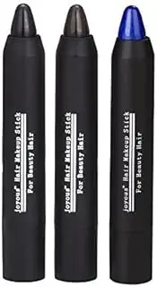 Professional Hair Chalk Temporary Hair Dye Non-toxic Hair Color Crayon Cover White Hair Color Patch (3packs-black-dark Brown-Blue)