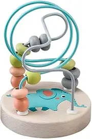Kaper Kidz Wooden Elephant Jungle Animal Small Roller Coaster Bead Maze - Motor Skills Development Toy