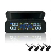 TPMS LCD Wireless Solar Car Tire Pressure Monitoring System w/4 Interior Sensors (for: Peugeot)