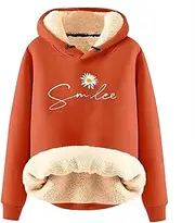 [Generic] Daisy Print Hoodie Sweatshirts Oversized Sherpa Lined Winter Warm Hoodies Loose Long Sleeve Pullover For Teen Girls