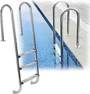 Swimming Pool Ladder,2/3 Step Underground Stainless Steel Steps,for Water Park and Outdoor Bath Easy Installation(3-steps1.5mm)