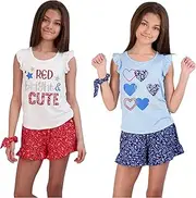 [Sweet Butterfly] Girls 6-Piece Shorts and Scooter Sets with Fashion T-Shirts and Scrunchies Kids Outfit Children’s Clothes