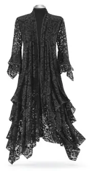 XXL STEVIE NICK'S LACE BLACK ARTDECO GYPSY BOHEMIAN DELUXE DUSTER