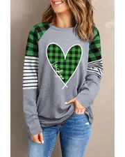 GGP Plaid Heart Color Block Long Sleeve Top S