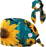 [YTYVAGT] Scrub Caps Women,Scrub Hats Suitable for Women,Animal Crocodile Sunflower Art Illustration