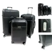3Pc Black Lightweight Spinner Rolling Hard Suitcase Luggage Travel Tsa Lock