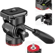 NEEWER Tripod Fluid Head Pan Tilt Head with Quick Release Plate and Handle, Meta