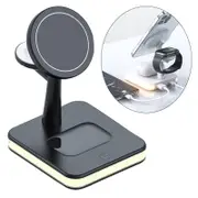 Catzon 3-in-1 Magnetic Wireless Charger Stand for iPhone 12 iWatch AirPods-Black