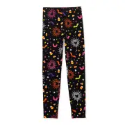 Way To Celebrate Girls Halloween Print Candy Corn Spider Webs Bats Legging XS