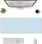 Light Blue Extended Large Gaming Mouse Pad XL 31.5"x11.8" Non-Slip Rubber with Stitched Edges, Extra Long Desk Mat Computer Laptop Writing Mat for Desktop Office Home