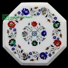 12" White Marble Corner side Table Top Mother of Pearl Inlay Work Coffee Table