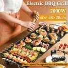 Grill Plate Non Stick Griddle Electric BBQ Hot Pan Teppanyaki Tray 2000W Grills