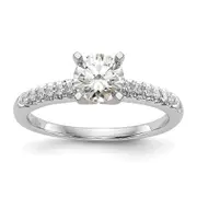 0.12ct. CZ Solid Real 14K White Gold Peg Set Engagement Ring