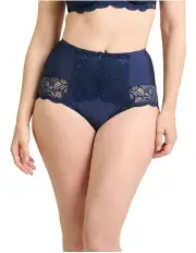 [Sans Complexe] Ariane Lace And Microfiber High Waist Brief in Marine Blue