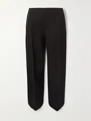 [Bottega Veneta] Bottega Veneta - Pleated Grain De Poudre Wool Straight-leg Pants - Black - IT36 IT 36 Black
