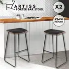 Artiss Porter Bar Stool 2x Kitchen Counter Metal Dining Chairs Barstools Black
