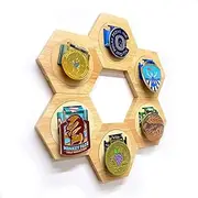 Medal Display Hanger Rack Wooden Decoration Hexagon Honeycomb Medal Storage Case for Sports Medals, Track & Field, Military, Races, Running, Marathons (6pc)-Hexagon-Hexagon