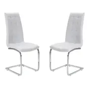 Raimon Furniture Set of 2 Hanson Faux Leather Dining Chair - Chrome Legs - White