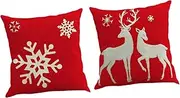 GRIRIW 2pcs Pillow Case Christmas Pillow Covers Xmas Holiday Cushion Christmas Pillowcase Chrsitmas Tree Pillow Cover Snowflake Pillow Cover Christmas Decoration Pillow Red Flax