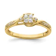 10k Yellow Gold 1/6 Ct. Lab Grown Diamond VS/SI+ G+ Cluster Engagement Ring
