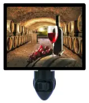 Kitchen Decorative Photo Night Light, Red Wine Cellar, Bar, Wine Barrels