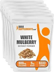 BulkSupplements.com White Mulberry Extract - White Mulberry Leaf Extract 1000mg - Mulberry Leaf Powder - Herbal Supplement - Vegan, 1000mg per Serving, Pack of 5 (5 Kilograms - 11 lbs)