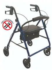 Lightweight Folding Rollator Walker With Wheels, Soft Seat BLUE