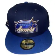 New Houston Astros Fitted 59Fifty Blue Hat Size 7 5/8 Cooperstown Collections