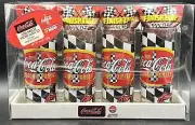 NIB Coca Cola Racing Family NASCAR Glass Set of 4 Checkered Tumbler Coke
