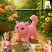 My Realistic Cat Toy-Bring Endless Joy and Warmth, 2025 New Ai Interactive Realistic Robot Kitten Cat, Can Walk, Meow, Wag Its Head and Tail, Not Easy to Shed Hair (Pink)