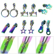 Puller Replacement Pull Design Star Flower Rectangle Round Rainbow Zipper Repair