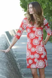 Mandalas Peplum Sleeve Dress--HAT-WD2MAND004