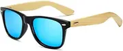 [Durrani] Outdoor Accessories Sun Glasses Polarized Vintage Travel Eyewear Mirror Lenses Bamboo Sunglasses Men and Women, for Holiday Outing (Color : Black) (Blue)