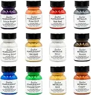Angelus Acrylic Leather Paint Kit Metallic & Pearlescent 12 Pack Set