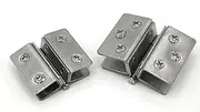 Stainless Steel Detachable Folding Butt Hinges,Pack-of-2 Glass Door Hinges 180°Double Glass Connection Hinge,Glass No Drilling,Stainless Steel,Fit 8-10mm Glass