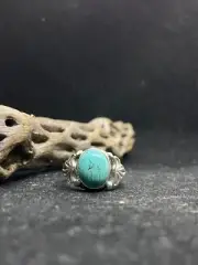 Handmade Native American Navajo Spider Web Turquoise Sterling Silver Ring Size 9