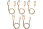 5 Pack 1m Data Transfer Charger Charging Micro USB Cable Cord for Android Phone Device Tablet Bulk Braided Gold Nylon
