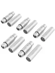 [5-Pair XLR Female to Female & XLR Male to Male 3PIN Adapter Connector Compatibl