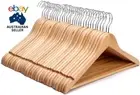Strong Walnut Wood Wooden Coat Hangers with 360 Degree Rotatory Hook & round Tro