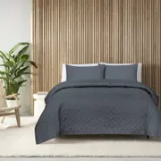 Ultrasonic King Coverlet Set - Grey