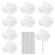 10 Sets Artificial Hydrangea Flower Heads with Stems for Bouquet,Pale White