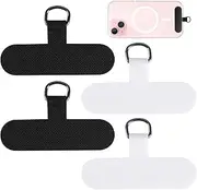 4 Pcs Phone Tether Tab for iPhone, Cell Phone Lanyard Patch, Curing Cloth Multifuctional Phone Strap Lanyard Tether Tab Replacement Part for All Full Phone Smartphones Cases (Black)