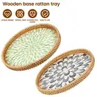 Round Rattan Tray Decorative Rattan Serving Tray Multipurpose Woven