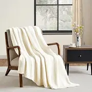 CREVENT Ultra Soft and Plush Reversible Microfiber Throw Blanket for Couch Sofa and Bed (127x152cm Solid Beige)