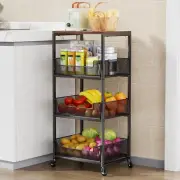 Fruit Basket Kitchen Cart - 4-Tier Rolling Storage Cart with Wheels, Fruit Veget